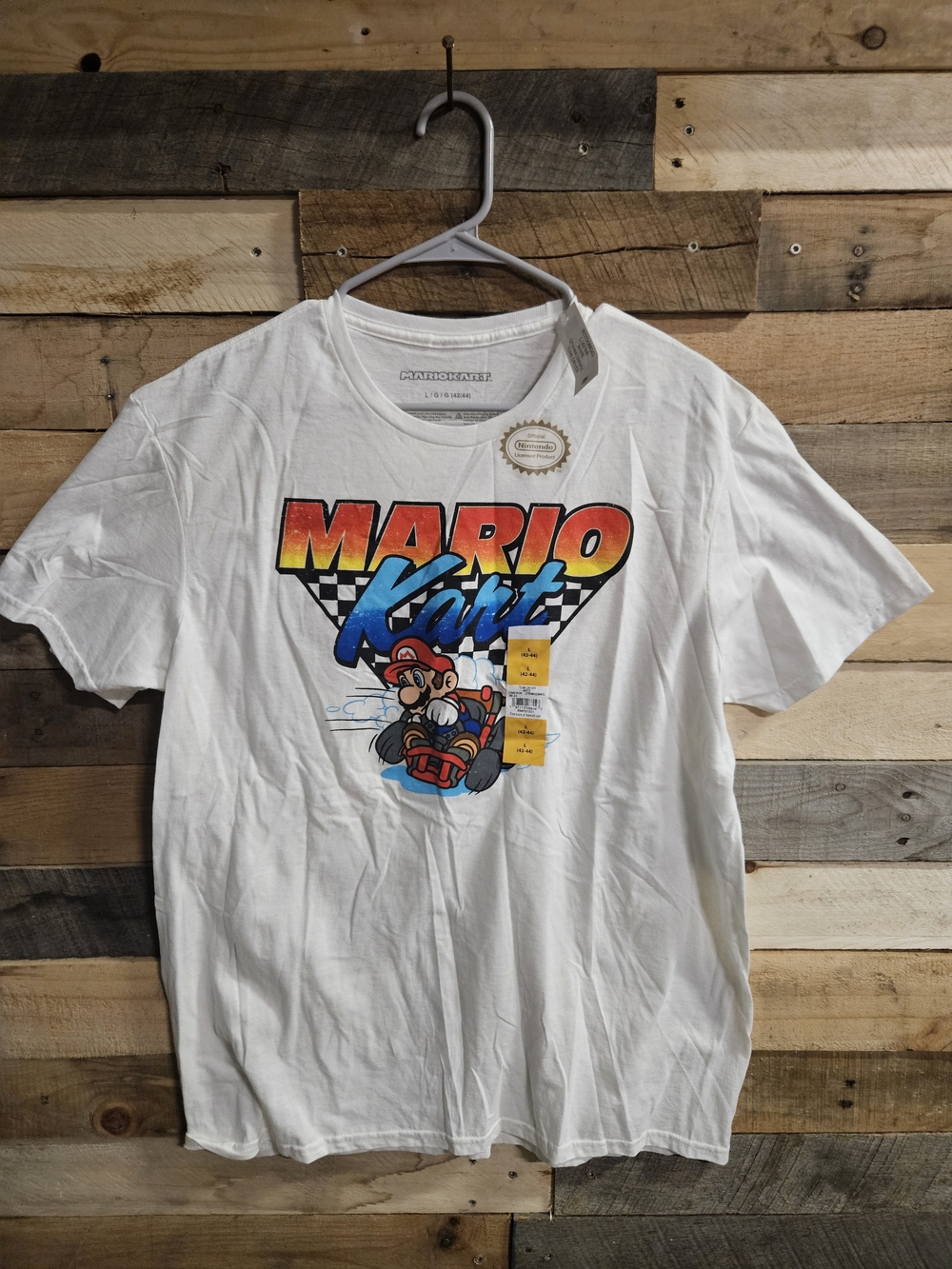 Nintendo White Mario Kart Graphic Tee - Red, Yellow, Blue